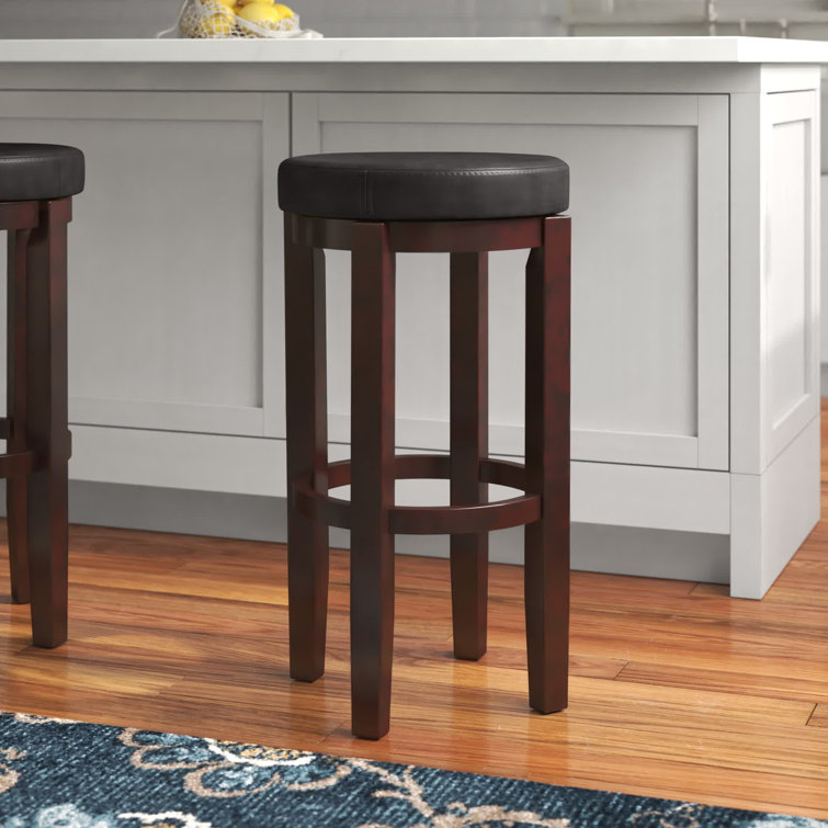 Solid Wood Faux Leather Swivel Counter & Bar Stool