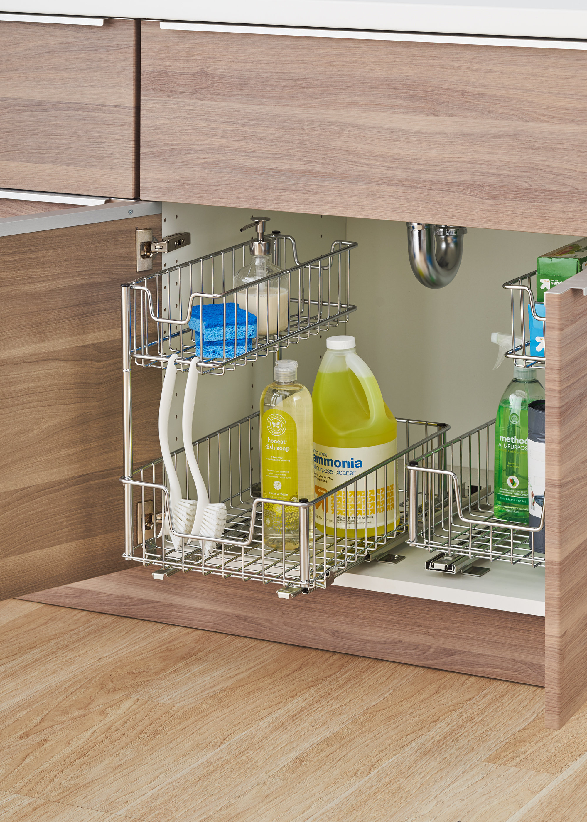 TRINITY 2-Tier Chrome Steel Wire Sliding Undersink Organizer (2-Pack) & Reviews | Wayfair
