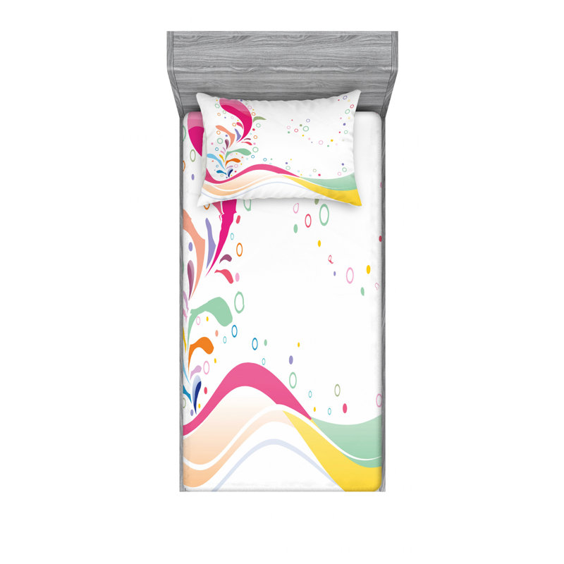 Microfiber Abstract Sheet Set, Twin XL Sheet Set with Fitted Sheet