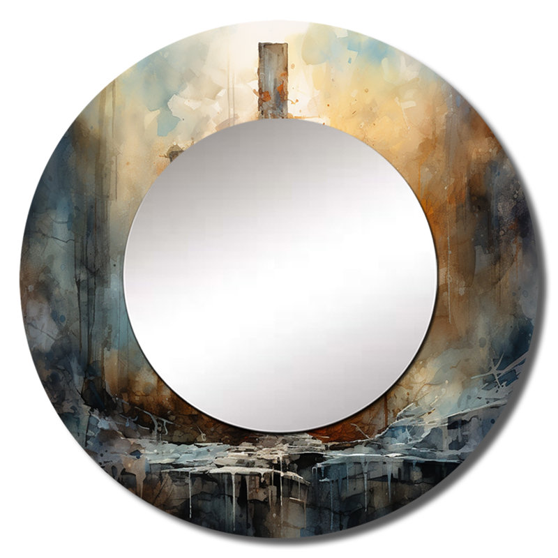 Samyha croix un puissant symbole - miroir mural décoratif de symboles, grand miroir rond astronomique, impression d'art en métal