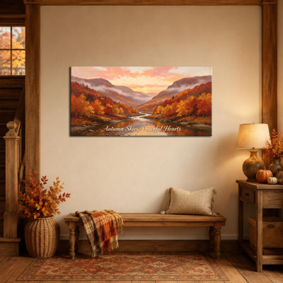 CXVU, art mural de montagne d'automne, citation de paysage d'automne, impressions sur toile 24 x 12 po