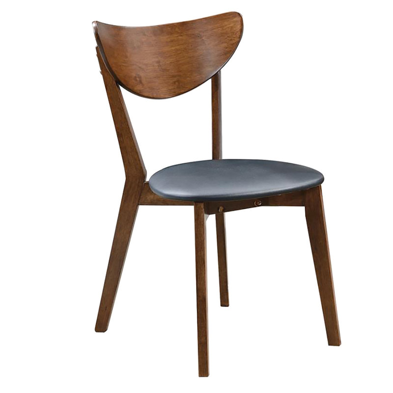 Chaises Mid-Century modernes, finition noyer foncé, base noire