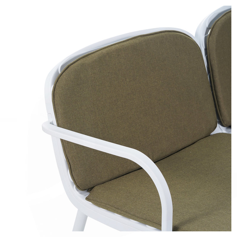 Causeuse de patio avec coussins Kohen, Vert, Blanc