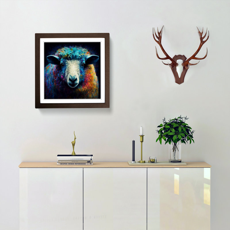 Sheep Expressionism No.1 - Framed Print, Walnut