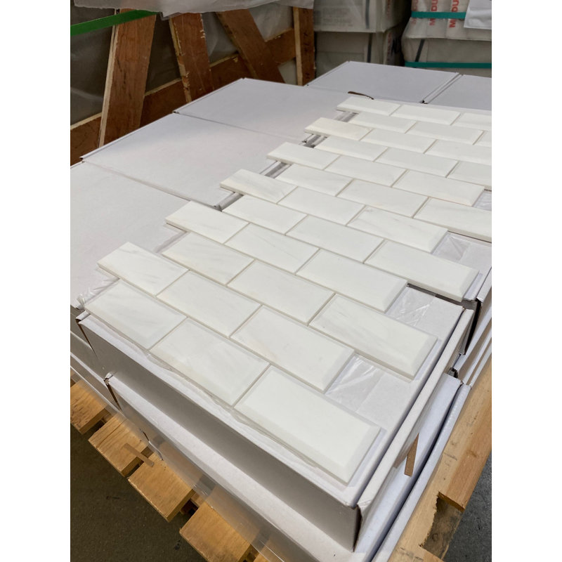 Beveled Marble Brick Joint Mosaic Wall & Floor Tile