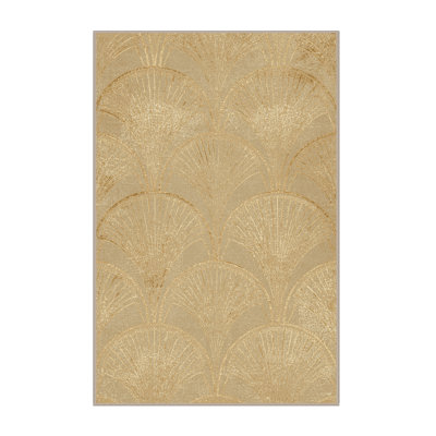 Tapis moelleux et moelleux à motif abstrait moderne et contemporain du nouvel an Fehrenbach - reliure beige