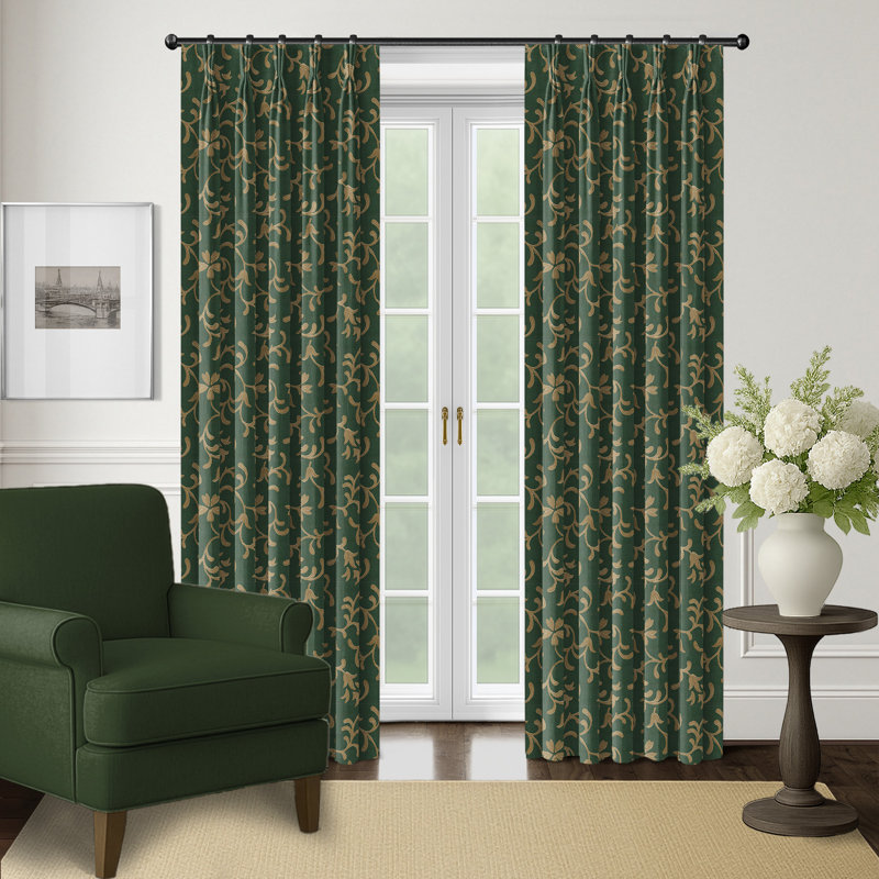 Paire de rideaux Venetian Emerald, L 20 po x L 132 po, Émeraude