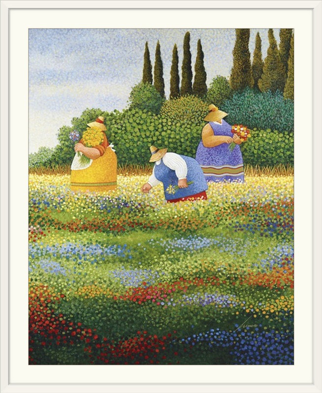«Anjelina Spring Gathering» par Lowell Herrero, reproduction d'art, H 30 po x l 24 po x P 1,5 po, Toile