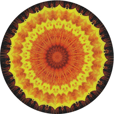 Tapis noir/jaune/orange tissé à la machine