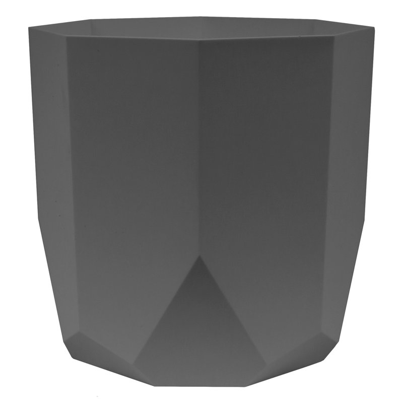 Tuxton Geometric Plastic Indoor/Outdoor Planter, 9.75" x 10.13" x 10.13", Gray
