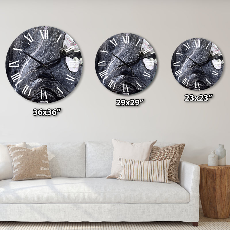 Horloge murale moderne en marbre marbré, Grand