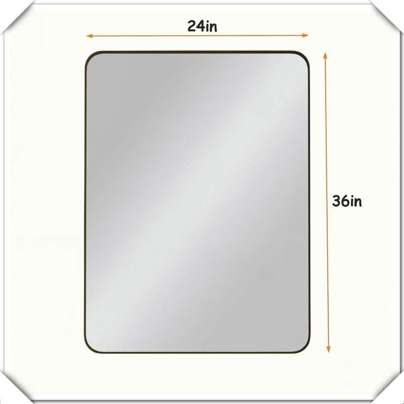 Miroir de décoration murale rectangulaire en métal, H 24 po x l 36 po