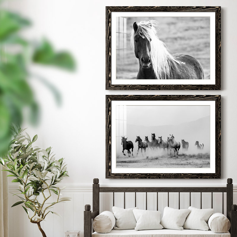 «Islandic Horse» - ensemble de 2 photos encadrées, Papier encadré noir, H 31 po x l 44 po x P 1 po