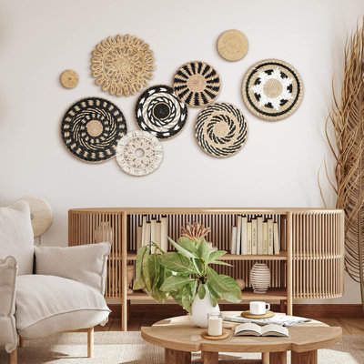 11 Pcs Boho Wall Basket Decor Decorative Bulrush Woven Basket Wall Decor Art Round Farmhouse Hanging Baskets For Kitchen Rustic Home Summer Decorations, Multi Sizes(Boho)