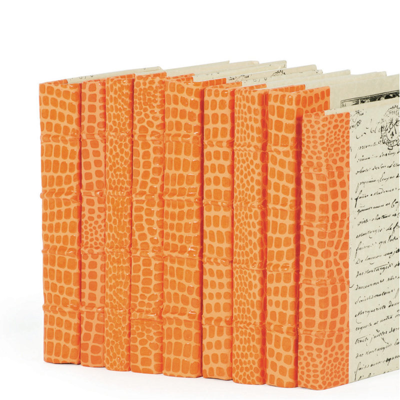 Ensemble de livres en faux croc crème 9 pièces