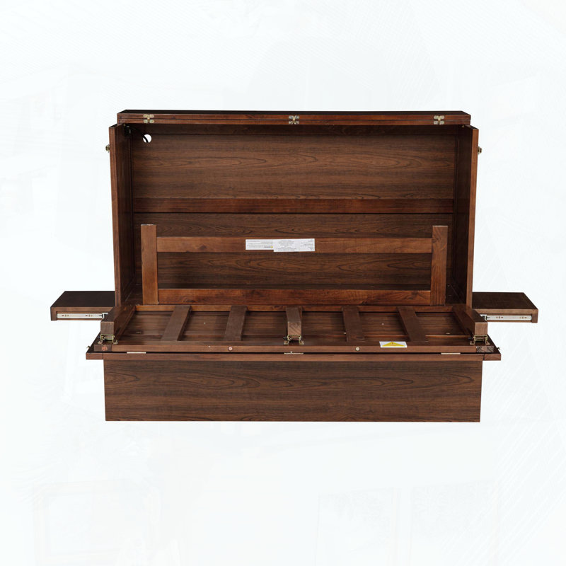 Lit escamotable double avec tablettes amovibles et ports USB