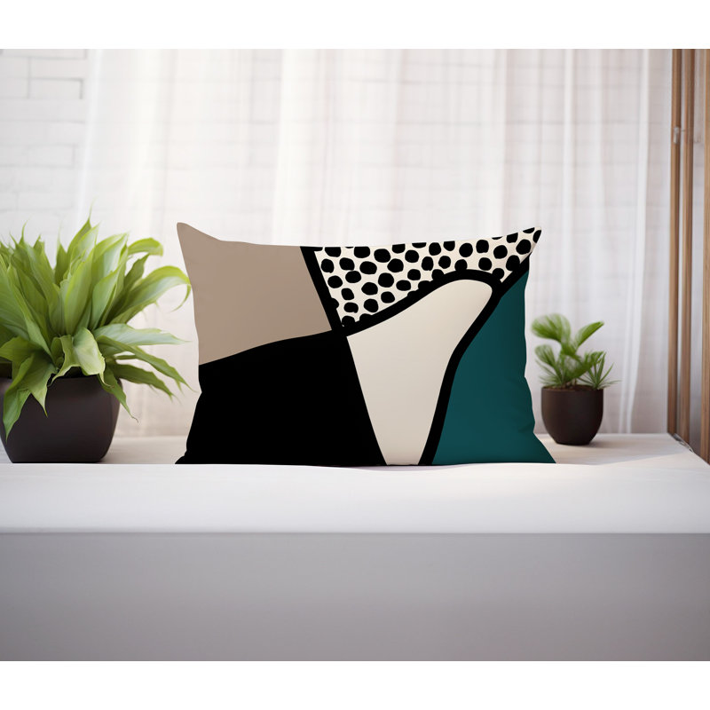 Coussin lombaire réversible intérieur / extérieur Jai Abstract, H 18 po x l 25 po, Émeraude
