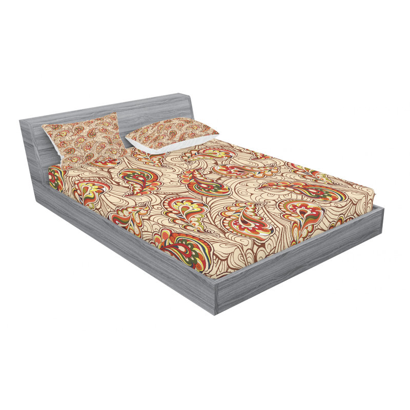 Microfiber Damask Sheet Set, Queen Sheet Set with Fitted Sheet