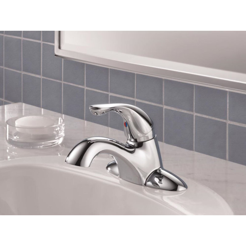 Chrome 4 7/8" Modern Centerset Bathroom Faucet