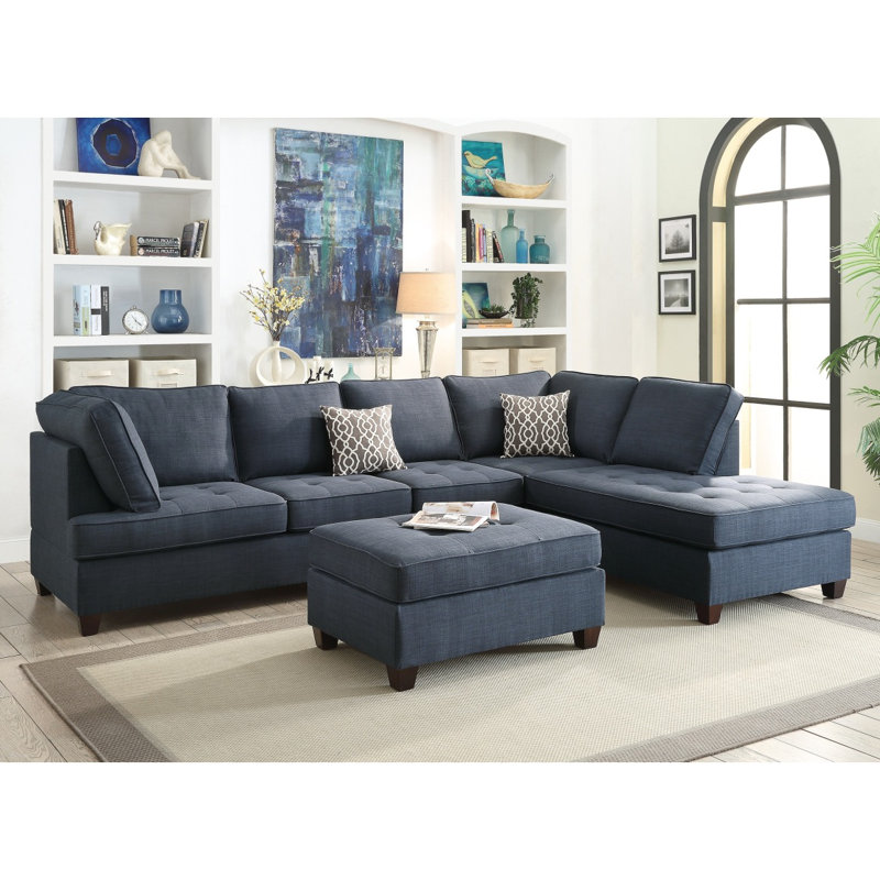 Ensemble de canapé modulaire 2 pièces réversible bleu foncé Dorris