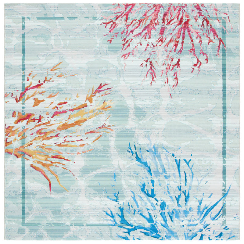 Tapis d'intérieur / extérieur abstrait Kensal 500 Performance, Carré 6 pi 6 po