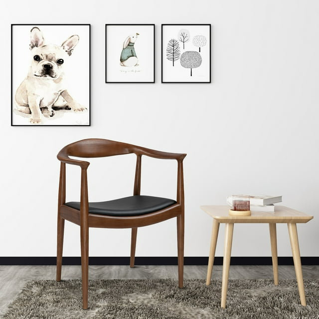 Lailyn Upholstered Dining Chair, Kennedy Armchair, Dark Brown Wood