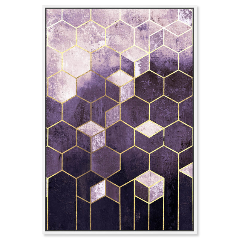 Mauves abstraits géométriques - impression, Toile blanche encadrée, H 15 po x l 10 po