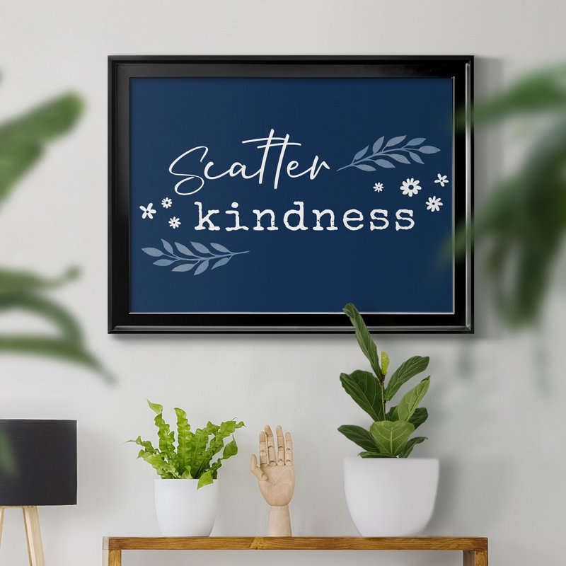 Kindness - Cadre photo, art textuel, H 30,5 po x l 42,5 po x P 1,5 po, Toile avec cadre noir, Pas de tapis