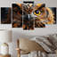 «Yellow Owl Wise Portrait IV», reproduction sur toile - 5 panneaux