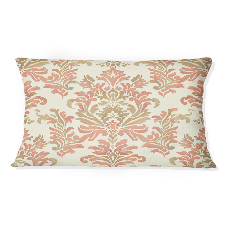 Coussin lombaire Coral Pink Damask Charm II - Transitional