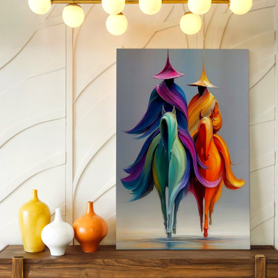 Abstrait cheval cavaliers, impression d'art moderne sur toile, maison de ferme équestre moderne abstraite pour le salon, la chambre, le bureau, le couloir, la galerie, décor mural