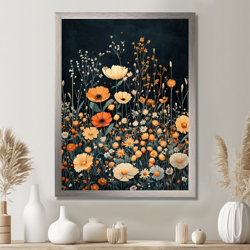 Mullan - salon d'art mural floral, H 20 po x l 12 po, Reproduction encadrée d'une seule photo, Argent argent