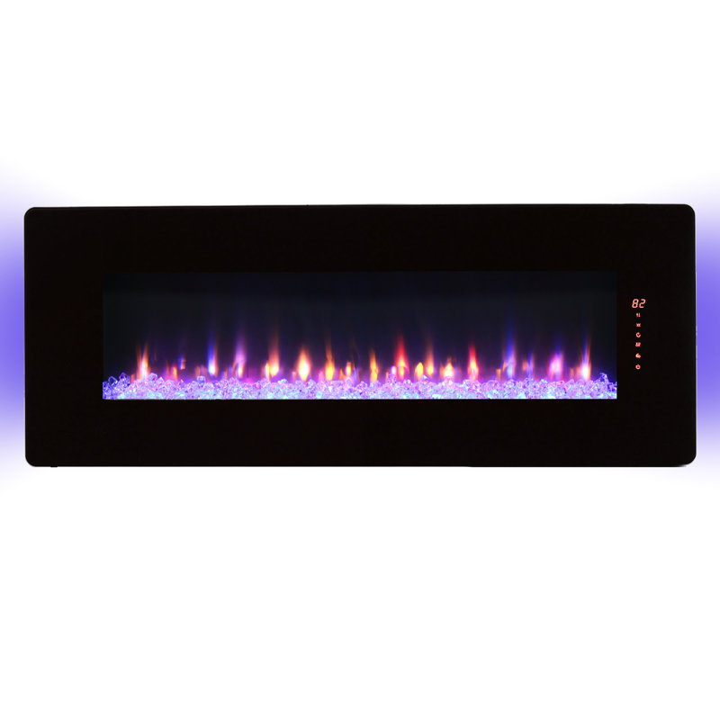 4.99 Inch Wide Curved Heating Fireplace - 1400W Heat Output, 3 Brightness Levels, Multi Color Backlight, Wall Mounted 20.21 High Electric 5000 /H Heat, Flame, Remote Control, /Ul , Powder Coated