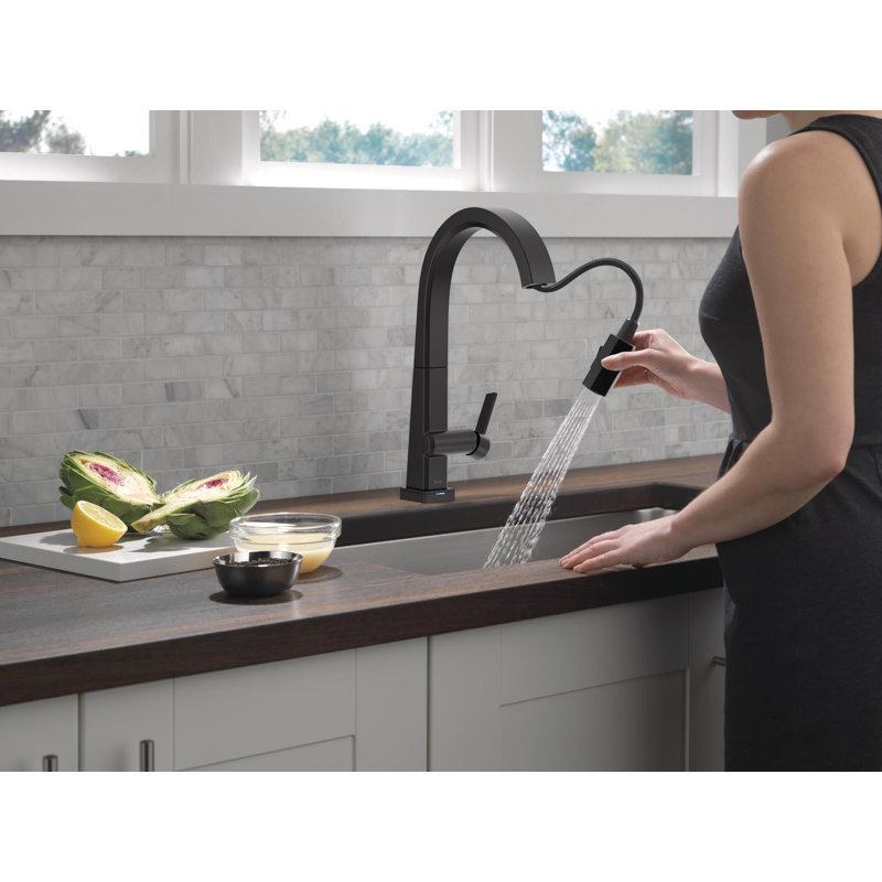 Robinet de cuisine pivotant à poignée simple avec technologie Touch20, Noir mat