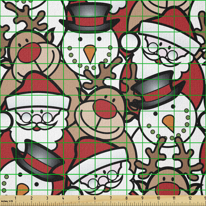 Alyvia Snowman Reindeer Santa Claus Cartoon Multi-Purpose Fabric