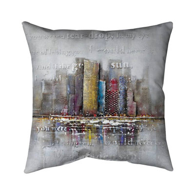 Buildings with typography in relief - 18"x18" Throw pillow cover - Poly twill - Print on demand