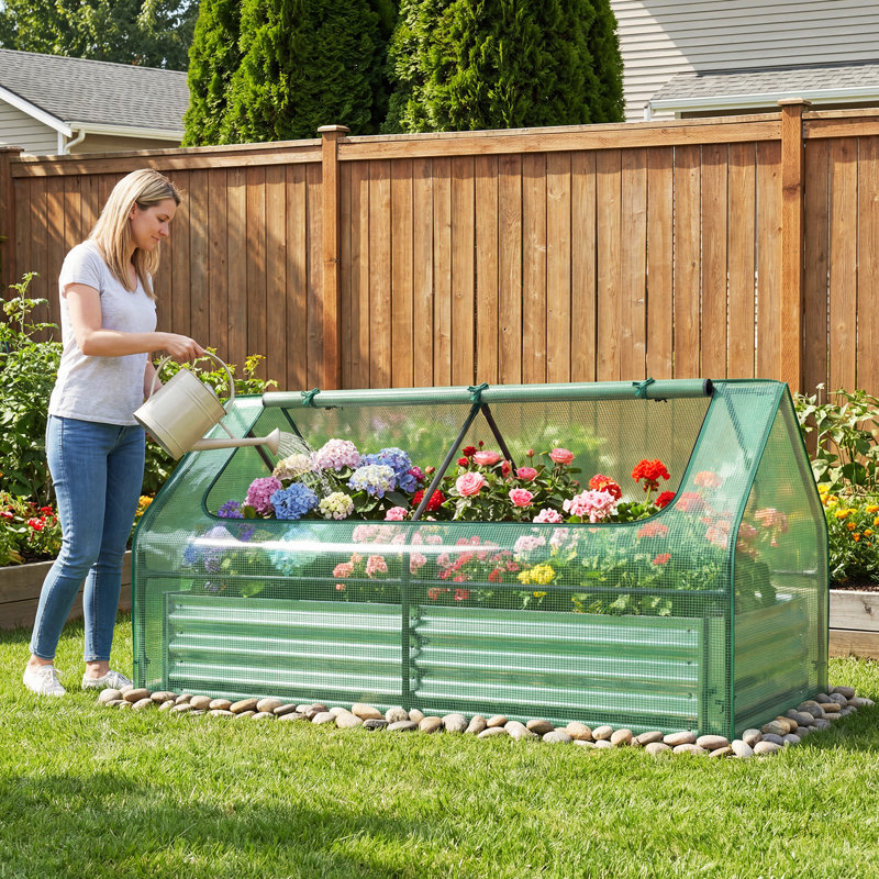Raised Garden Bed, Silver/Green