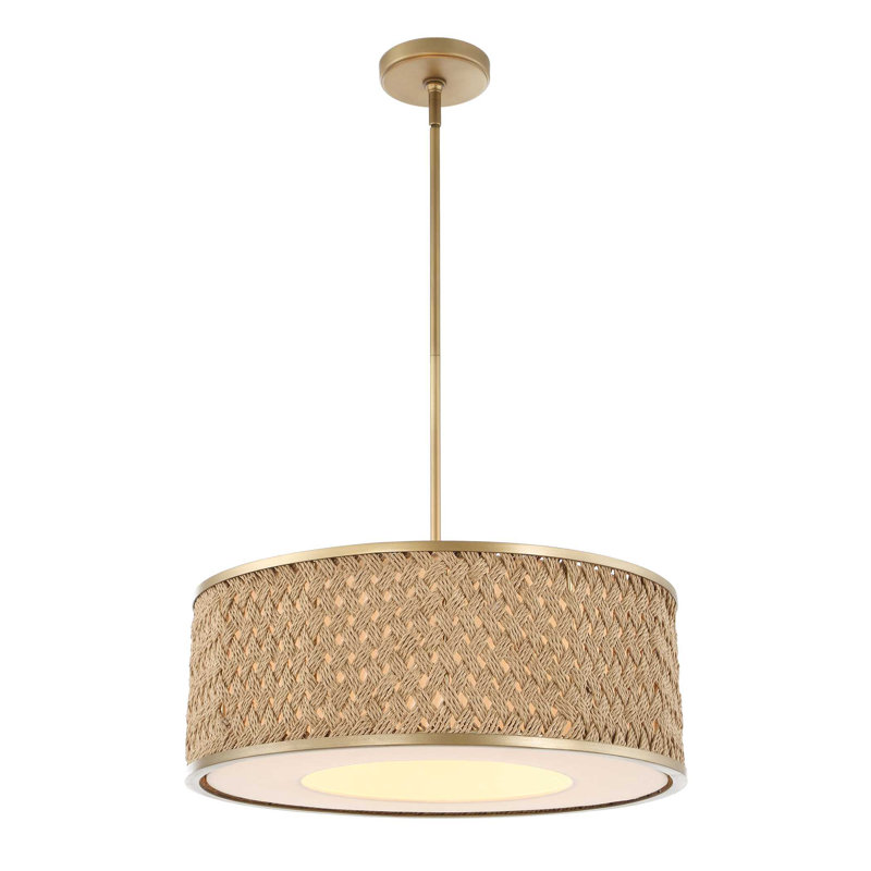 Luminaire suspendu tambour en rotin 4 lumières Uttermost Pinchot