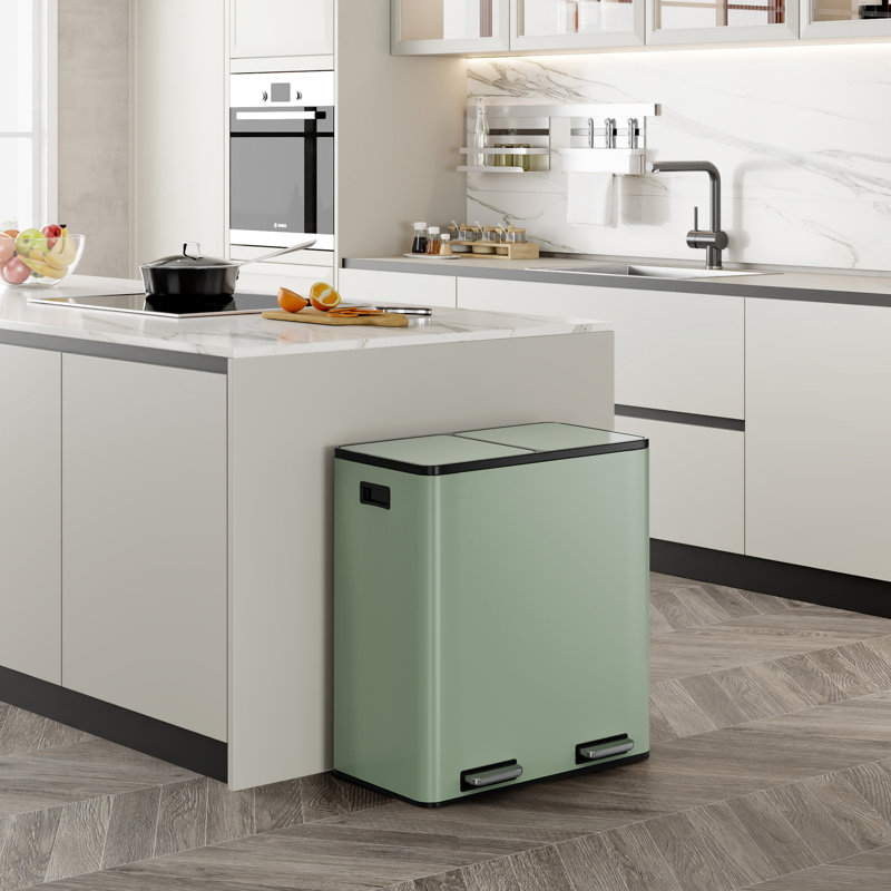 60L Compartment Bins Step On Multi-Compartment Rubbish & Recycling Bin - 60L, Green