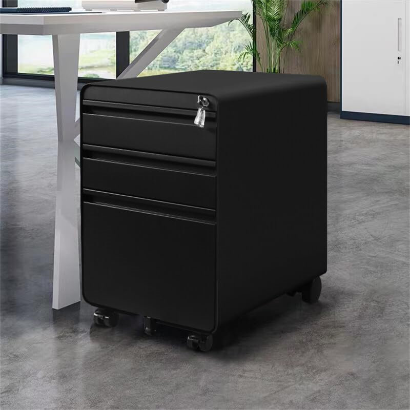 40cm Wide 3 -Drawer Mobile File Cabinet, Black