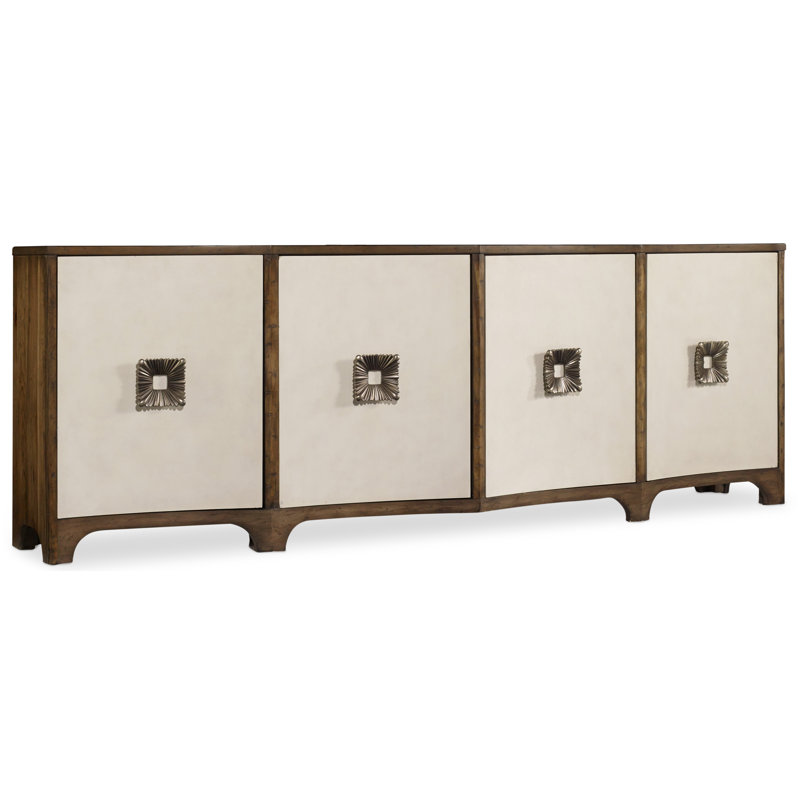 Melange 92'' Transitional Brown and White Media Console