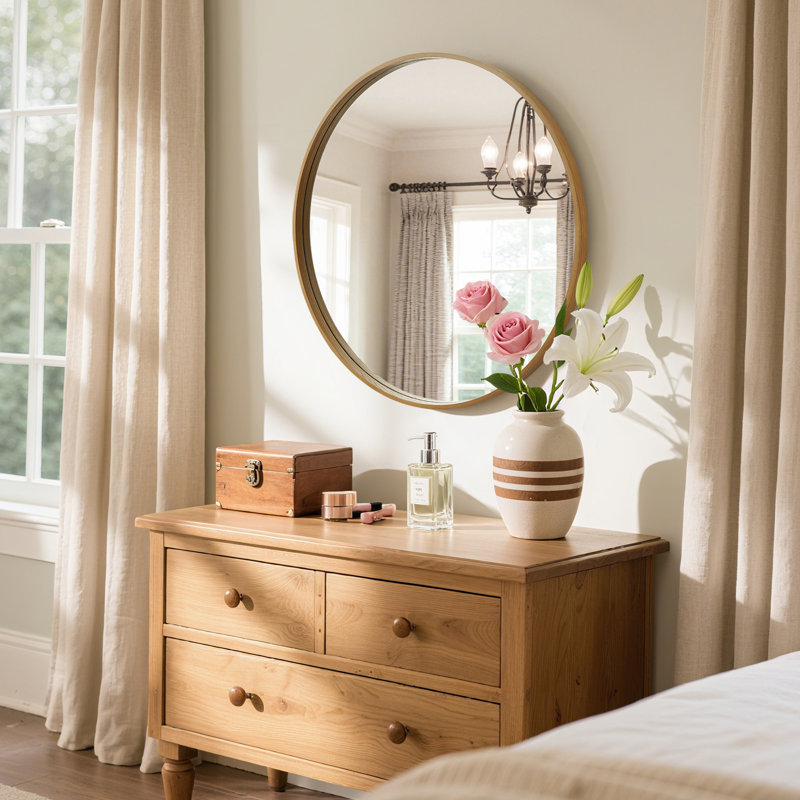 Miroir Karrina, Bois naturel, 28 po x 28 po