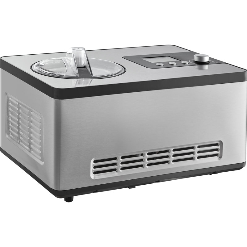 Automatic Ice Cream Maker with Built-in Compressor, 2 Quart No Pre-freezing Fruit Yogurt Machine, 3 Modes Gelato Maker with LCD Display & Timer, Stainless Steel Electric Sorbet Maker, Silver