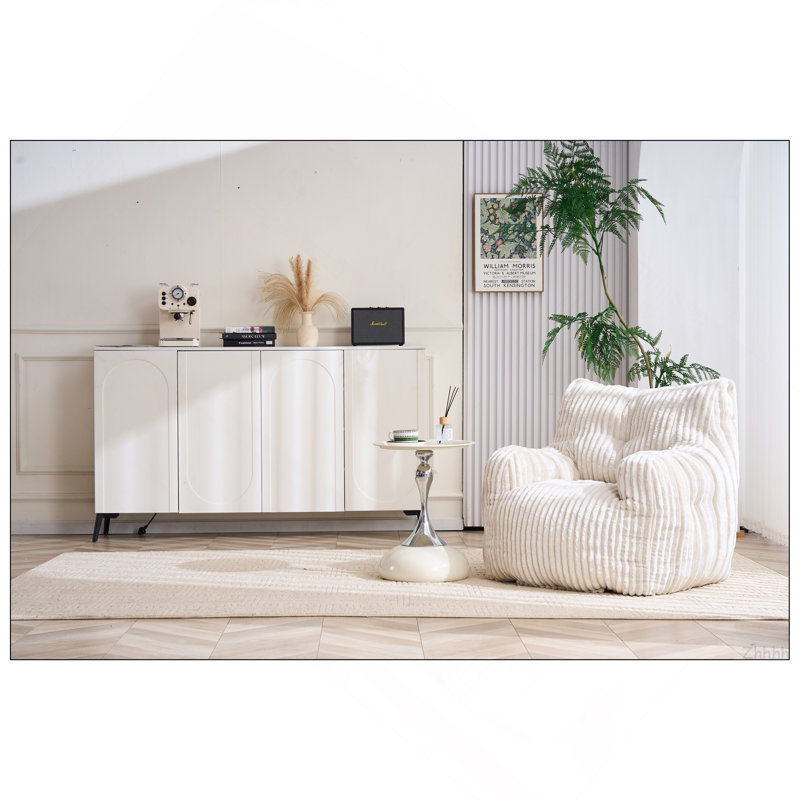 Fauteuil à billes 010-Soft Velvetoy, Tissu beige