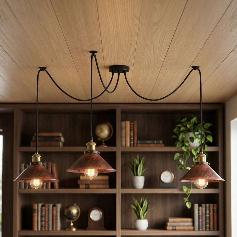 3 - Light Cone Pendant, Rustic Red