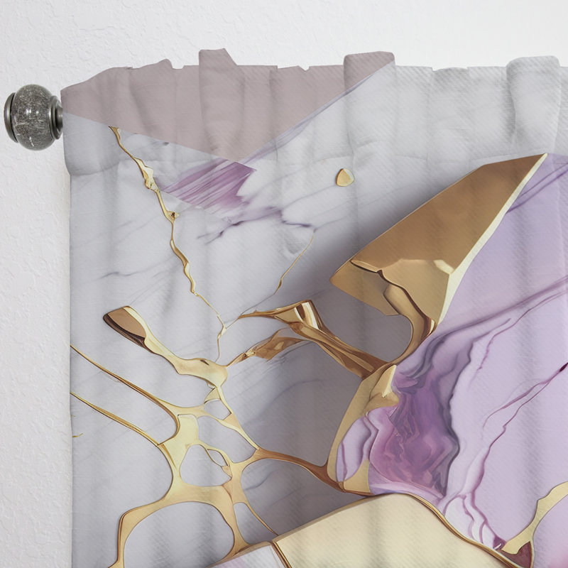 Aleigha - Abstract Geode Pink I - Modern Curtain - Velvet Room Darkening - 1 panel, 52" W x 108" L