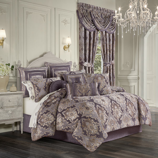 Comfort Spaces 3-Piece Full/Queen Reversible Comforter Sets Microfiber Down  Alternative Bedding Set Lavender/Gray 