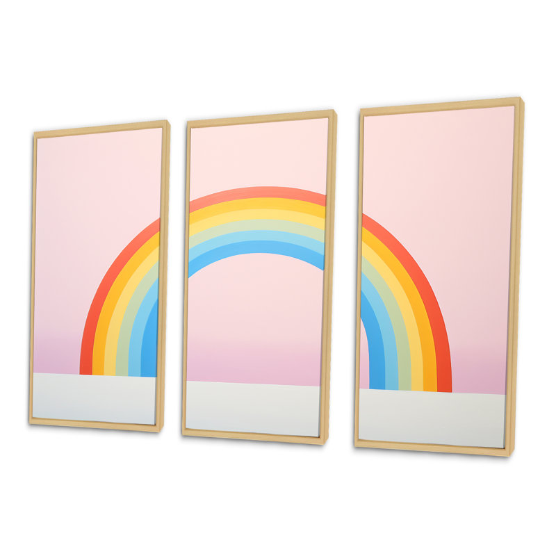 Minimalisme, arc-en-ciel, impression d'art mural, H 28 po x l 36 po x P 1 po, Cadre naturel flottant