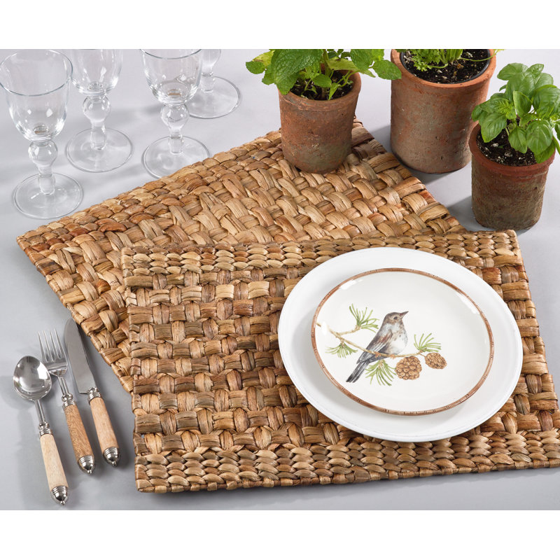 Kailua Collection Water Hyacinth Embroidered Rectangle Placemat