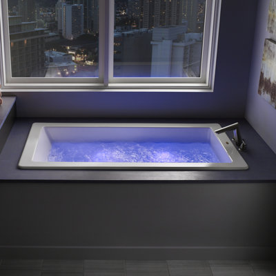 Elara® 72" x 42" Drop in/Undermount Soaking Acrylic Light Bathtub